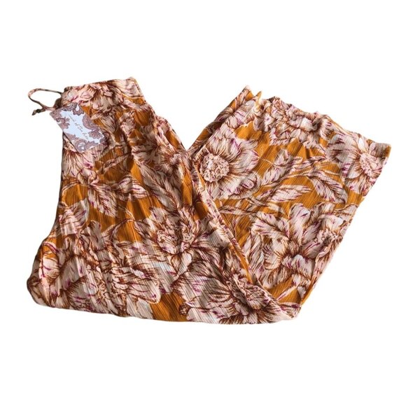 Band of the Free Arizona Gold Floral Wide Leg Pants Sz Small Womens Boho Paisley - Picture 3 of 8